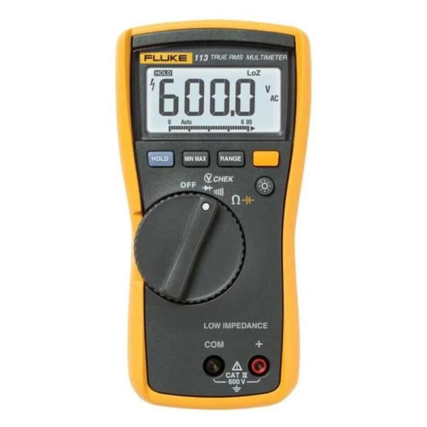 FLUKE 113 TRUE RMS MULTIMETER WITH VCHEK, CAT III 600V, 20A